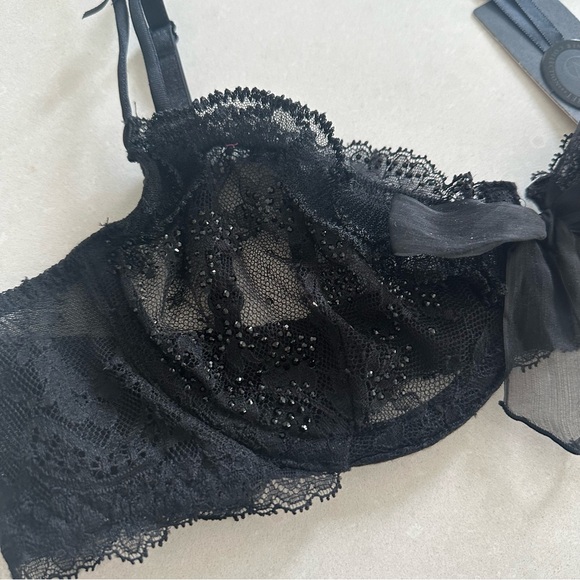 Victoria's Secret Designer Swarovski Black 36B Bra & Panty L Set - Picture 10 of 14